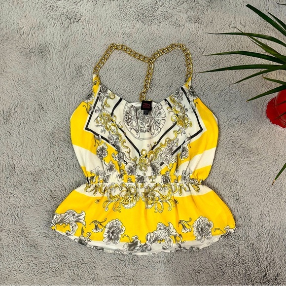 2B gold chains peplum top - Picture 1 of 11